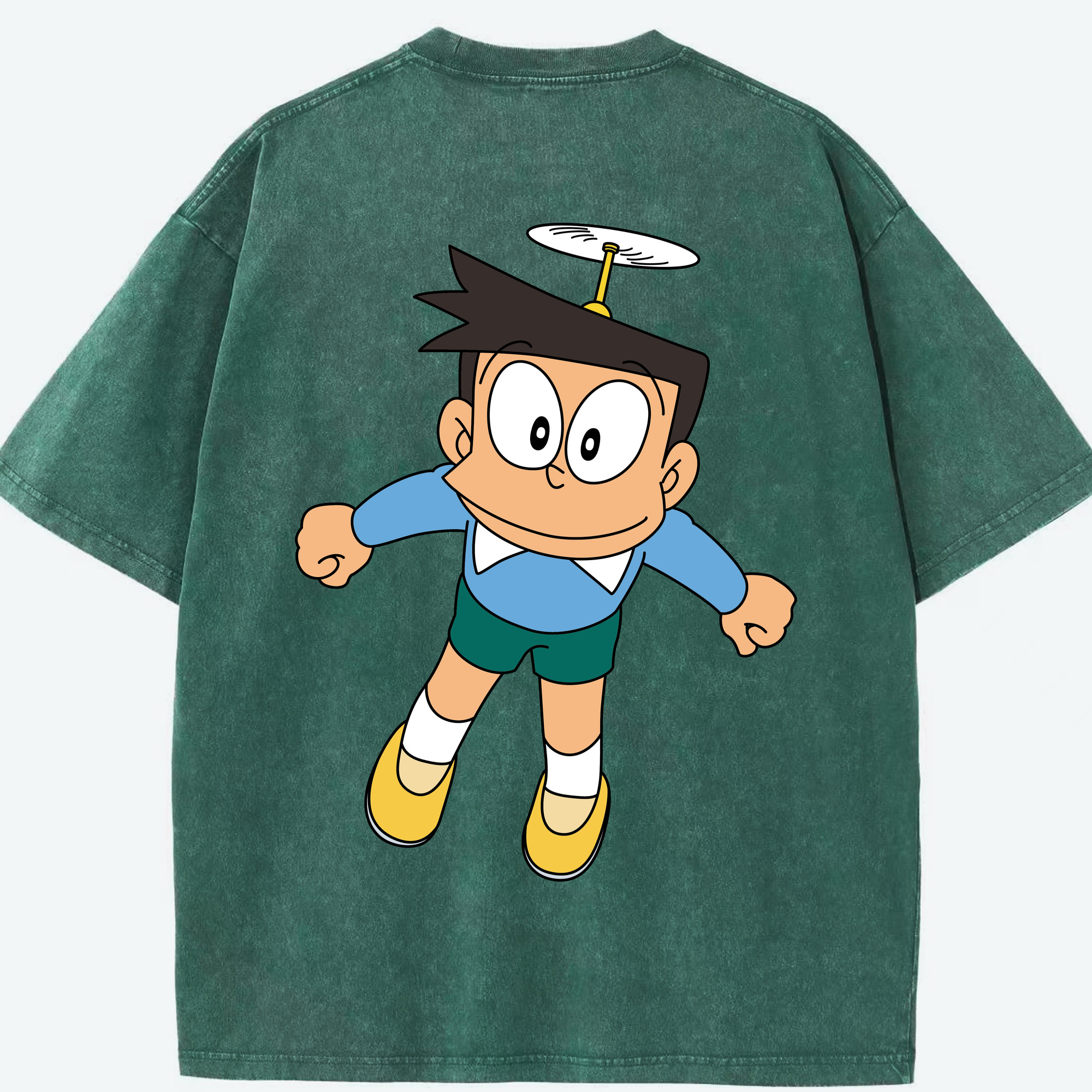 （画像用） ドラえもん 骨川 スネ夫 Doraemon Honekawa Suneo 綿100% ヴィンテージ風 半袖Tシャツ（背面プリント）